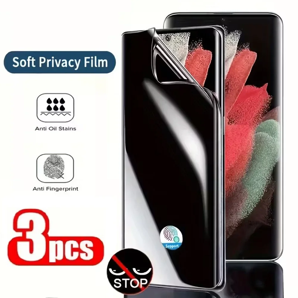 3 Stück Privatsphäre Hydrogel Film für Samsung Galaxy S10 S10E S20 S21 S22 Plus Ultra FE kann mit Fingerabdruck entsperrt werden