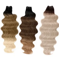 Extensiones de cabello Natural sintético, mechones de ondas corporales suaves, resistentes al calor, pelo ondulado largo, 26 