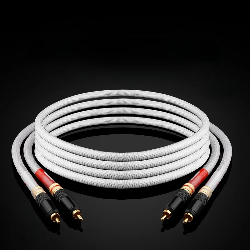YYAUDIO Hi-End 7N OCC Verzilverde 2RCA Audiokabel 12 Strengen Audiokabel HIFI 2RCA NAAR 2RCA Kabel Met WBT RCA Plug Kabel - afbeelding 2