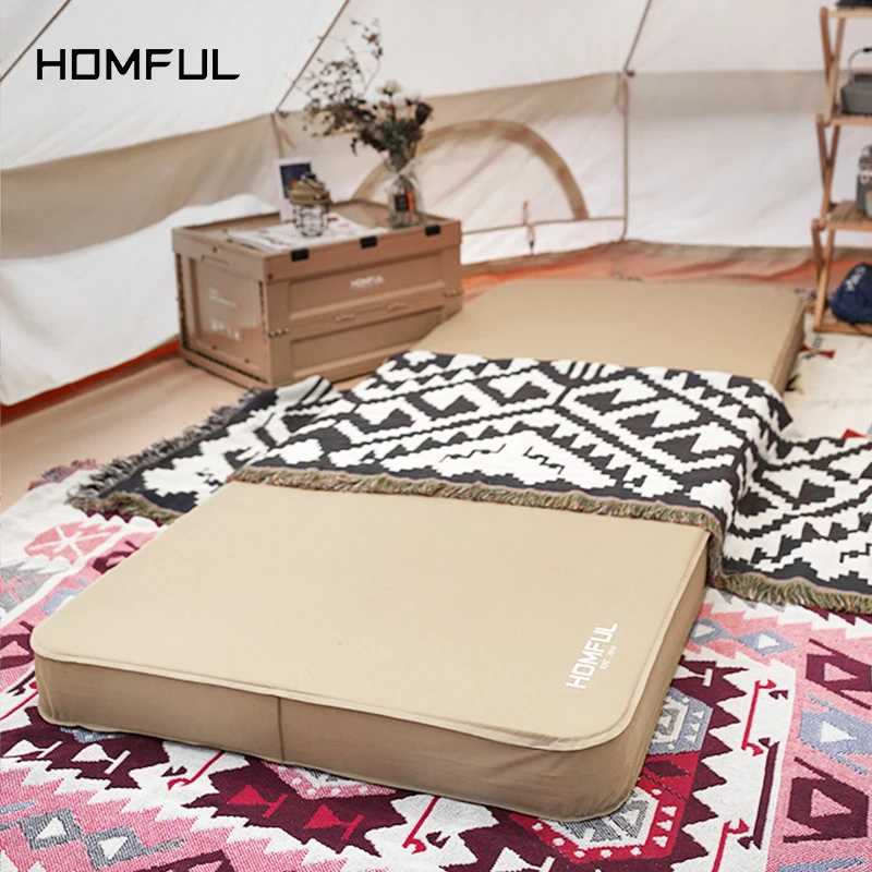 HOMFUL wholesale glamping outdoor double&single person inflatable sleeping pad camping mattress