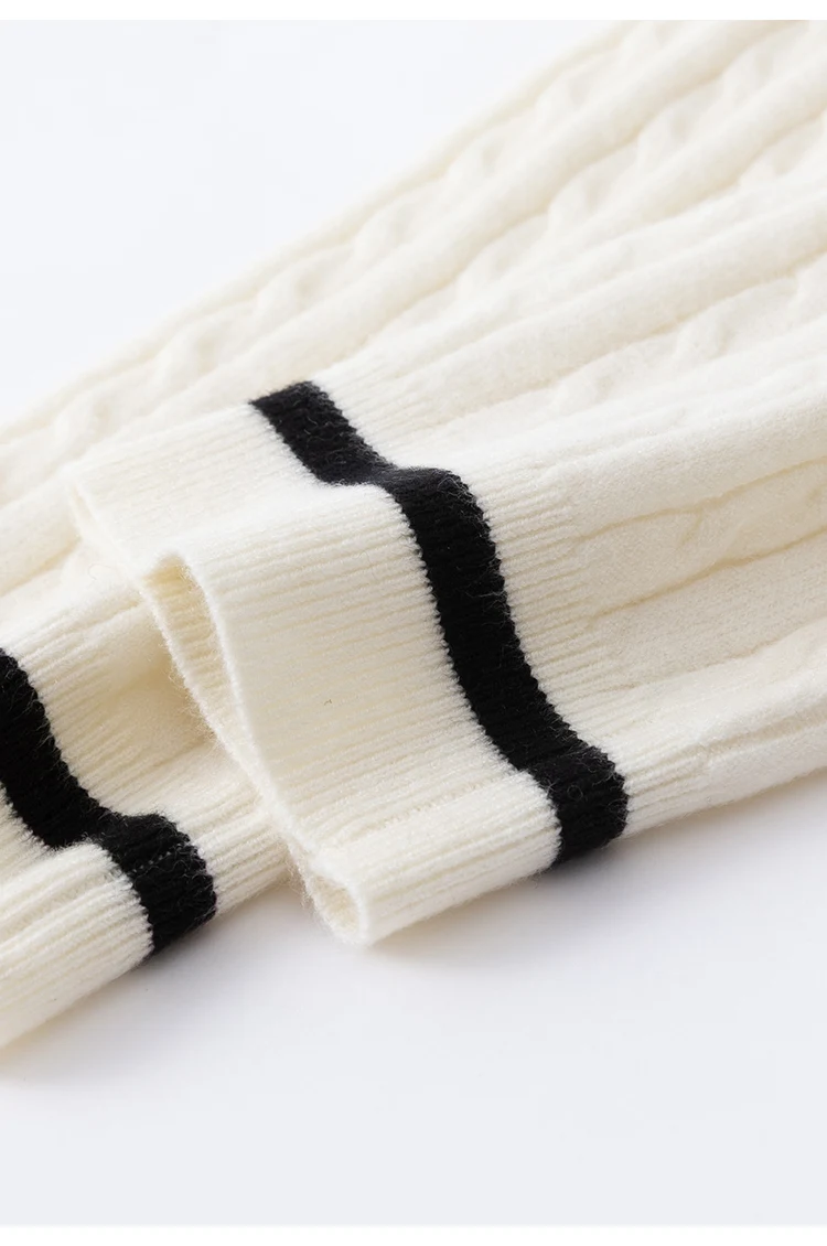 MZ62026 Damen-Cardigan aus Kaschmir-Modal-Mischung, Zopfmuster, Rundhalsausschnitt, Kontrastbesatz, Langarm, Weiches Stretch-Oberteil – Detail 14