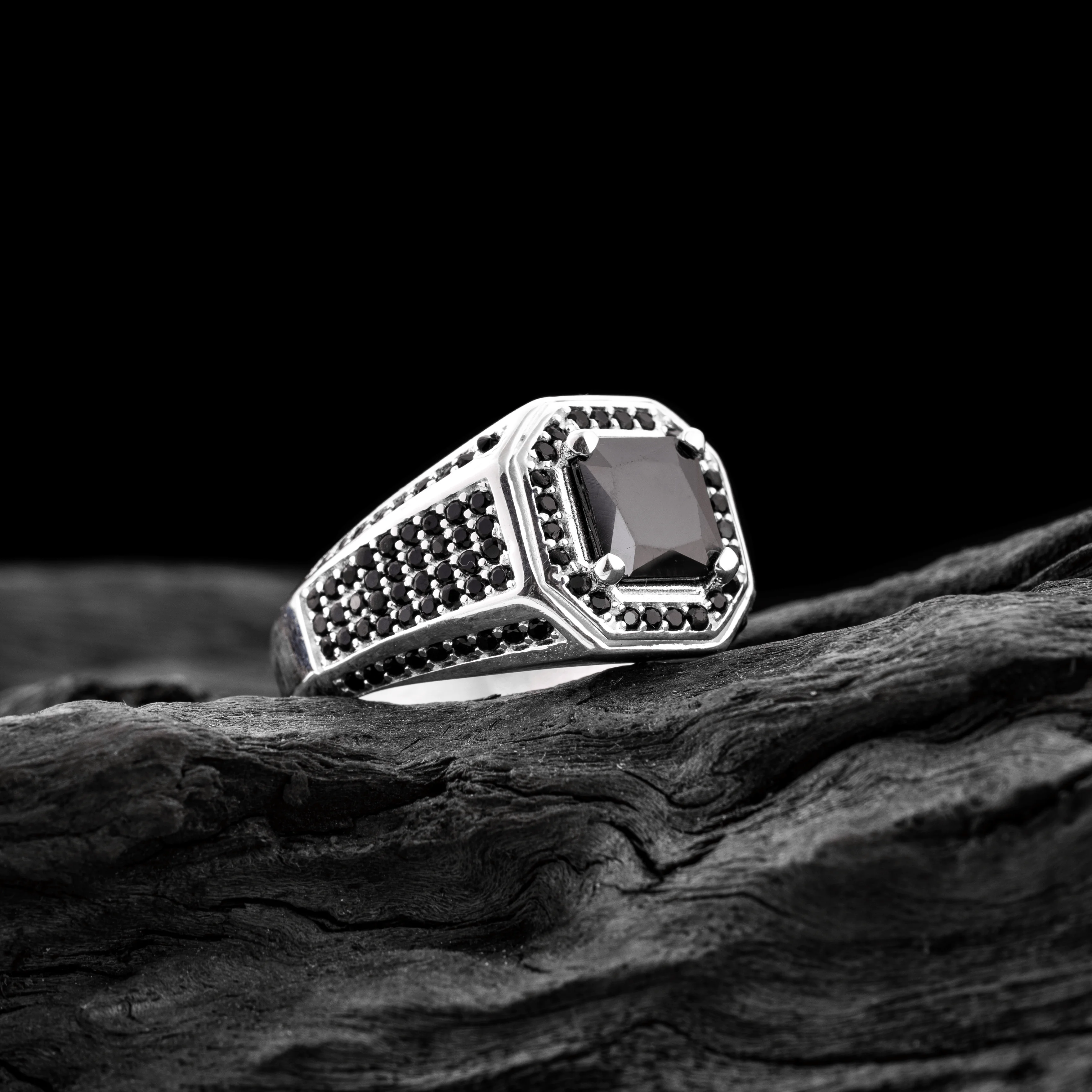 

Silver ring 925 Black Zircon Stone ,, for men