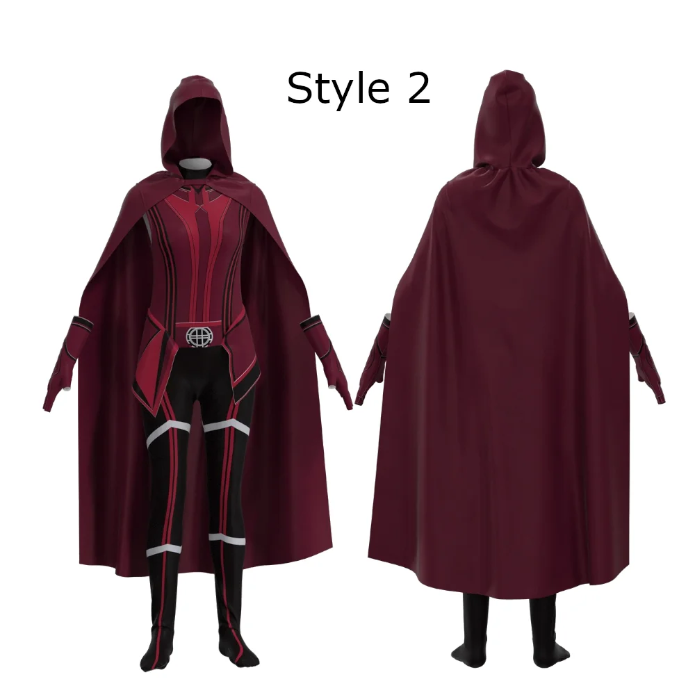 Scarlet Witch Cosplay Costume for Women & Girls Wanda Maximoff Halloween Jumpsuit with Cape Female Superhero Outfit