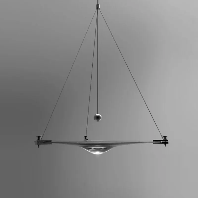 Lampe LED suspendue simple en verre transparent, design post-moderne et minimaliste, ondulation de l'eau, art déco, éclairage blanc chaud pour restaurant