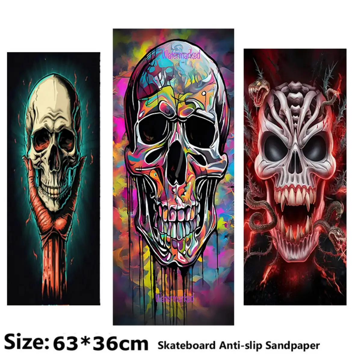 

Snake and Skull Pattern Electric Scooter Anti-slip Sticker Sandpaper Skateboard Grip Tape Sheet 63*36cm