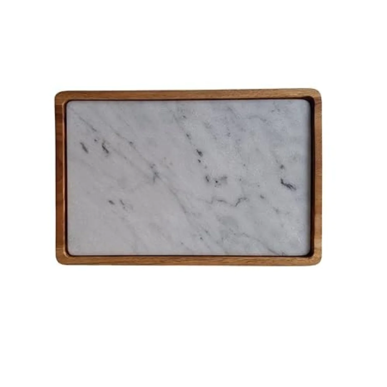 Vassoio in Legno di Teak e Marmo Bianco | Servizio Elegante per Antipasti, Formaggi, Sushi e Finger Food | Design Artigianale per Cucina e Tavola - DUO - Kalu Creations