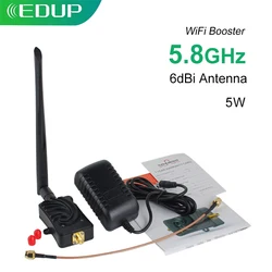 Amplificador inalámbrico EDUP WiFi 5,8G 5W, repetidor Wi-Fi de largo alcance para exteriores, repetidor individual para el hogar, antena 6dbi 802.11b/g/n