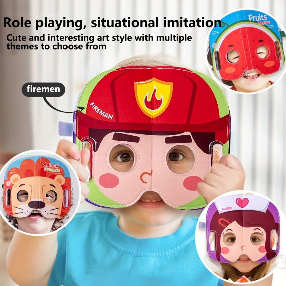 Maschera Libro di stoffa Giocattolo per bambini, Personaggio di frutta animale Gioco di ruolo, Fai finta di giocare Giocattolo di apprendimento cognitivo, Regalo di Natale di compleanno