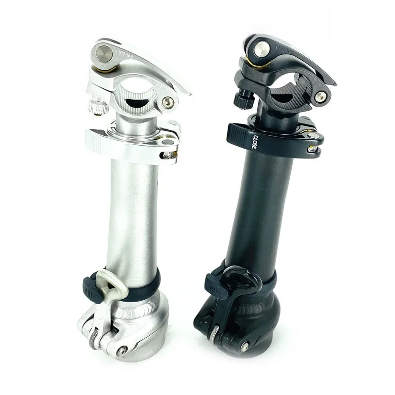 AliExpress NONE Folding Bike Stem Electric Bicycle Double Section Stem Aluminum Alloy Telescopic Adjustable Bike Stem 19CM-28CM Right Fold