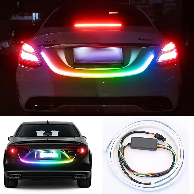 1pcs Car Rear Trunk Lights Strips LED Decorative Lamps Tail Light Warning Lights Dynamic Streamer For Brake Turn Signal Lamps