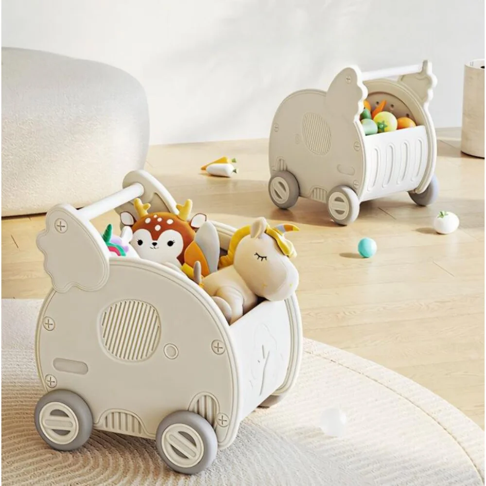 Faire semblant de jouer à la poussette pour bébé, chariot de courses pour enfants, jouet à mâcher de grande capacité, rangement de jouets mignons, jouet à pousser