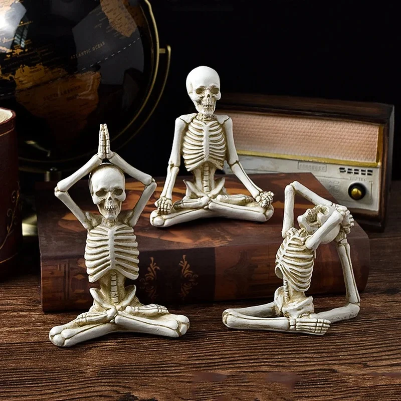 Décoration de figurine de crâne de Yoga, décoration d'halloween, cadeau commémoratif, atmosphère de vacances, ornements en résine, artisanat, décoration de la maison