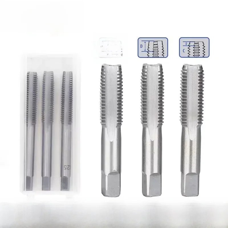 3 sztuk zestaw gwintownik ręczny HSS wtyczka metryczna Tap Metal śruba wiertło do gwintowania M2/M2.5/M3/M3.5/M4/M5/M6/M8/M10/M12 zestaw narzędzi ręcznych — zdjęcie 2