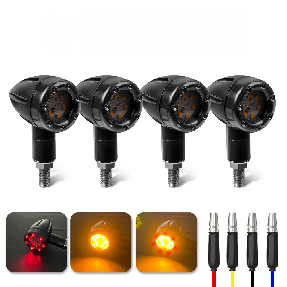 AliExpress NONE 4Pcs Motorcycle Bike LED Amber + Red Turn Signal Brake Stop Light Blinker Light Indicator Bulbs 12V 13 LED 7.5*6*3.5cm