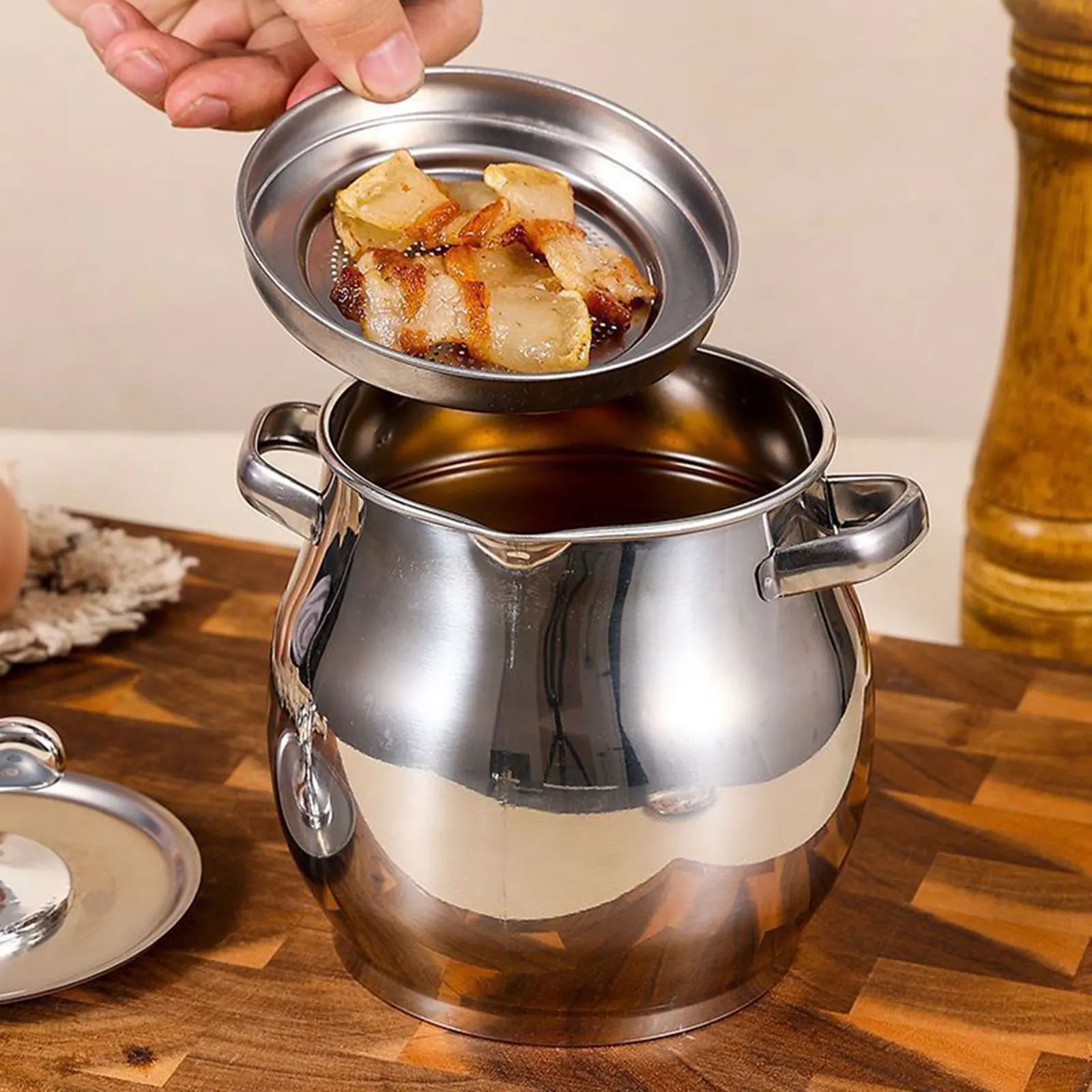 1.5L/3.5L Stainless Steel Grease Container Grease Keeper Oil Bottle with Strainer for Storing Meat Frying Oil Cooking Storage