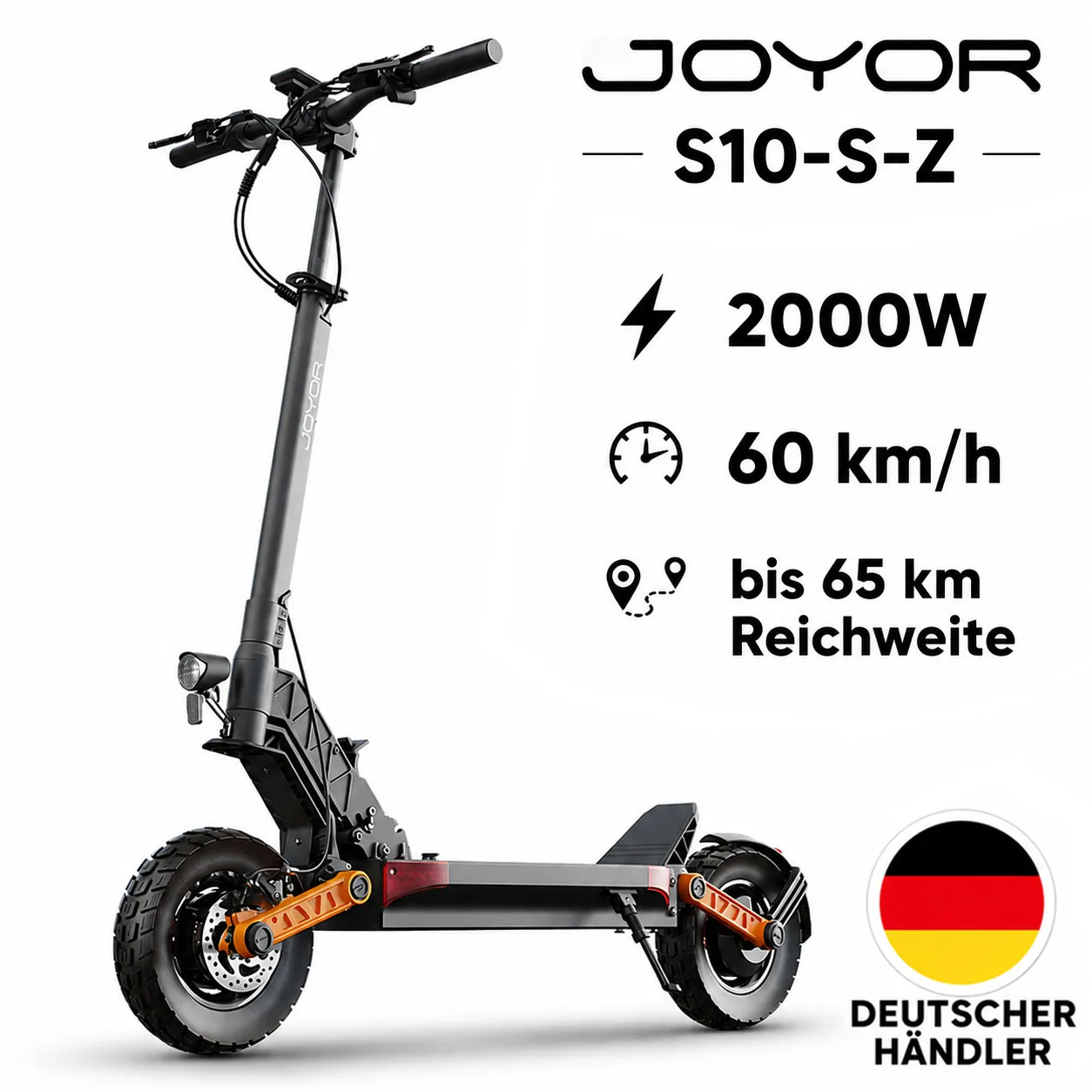 Joyor S10-S-Z E-Scooter 2000W Dual Motor 60 km/h 18Ah 1080 Wh Akku bis 65 km Reichweite 10 Zoll hydraulische Bremsen faltbarer offroad Elektroroller
