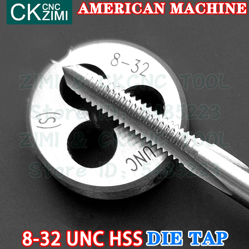 8-32UNC 8-32 UNC Hss Rechte Handvat Amerikaanse Standaard Machine Die Tap Hoge Snelheid Staaldraad Tikken boor Ronde Sterven Metalen