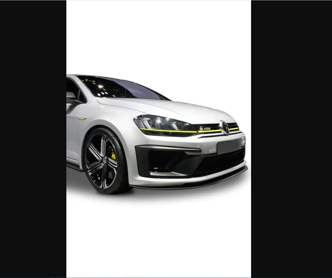 For Volkswagen Golf 7 (2012-2016) R400 Front Bumper Lip (Plastic) - Chrome Wings Spoiler Body Kit Side Skirts Battery Tires Car