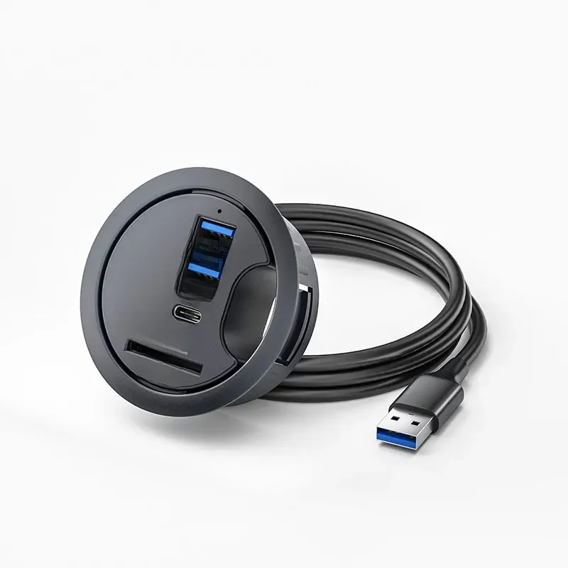 USB HUB 3.0 do montażu na biurku Stacja dokująca z wieloma adapterami USB 3.0 Czytnik kart SD/TF Słuchawki Organizer na biurko Rozdzielacz USB — zdjęcie produktu 7