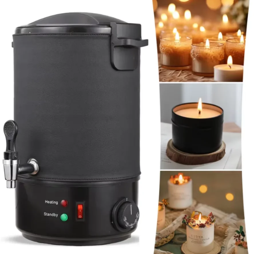 Macchina per sciogliere la cera da 10L/6L per la produzione di candele, grande pentola elettrica per sciogliere la cera con beccuccio per versare facilmente, controllo della temperatura a 9 livelli