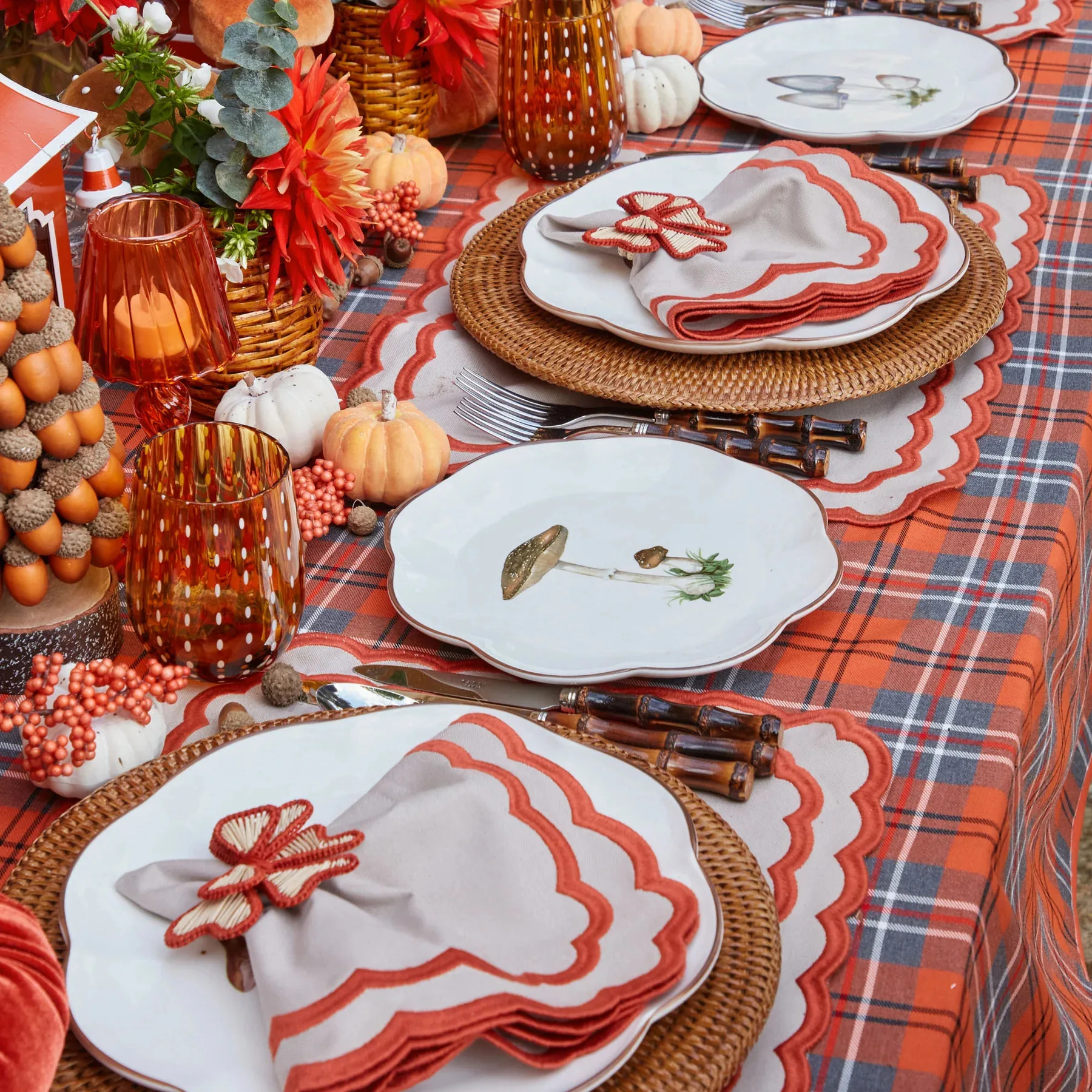 christmas decorations 2024 - Halloween party 2023 Sand & Orange Placemats Napkins ( Set of 6), luxury home decor