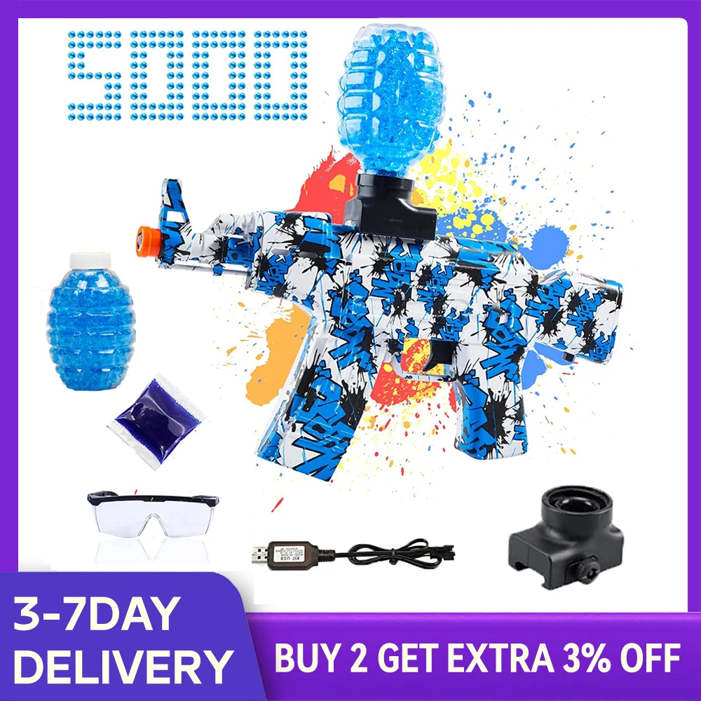 AKM-47 Automatic Splatter Ball Water Gun Electric Gel Splatter Outdoor Shooting With 5000 Bomb Crystal Bullets For Children Gift