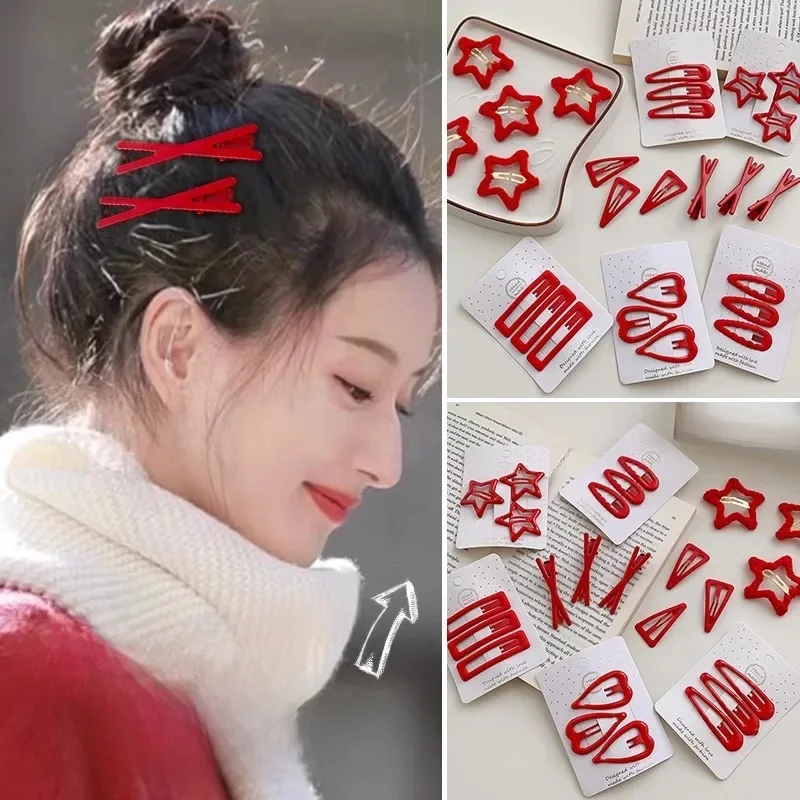 Pinces à cheveux pour bébé, 3 pièces, couleur rouge, épingles à cheveux, Barrettes BB de base pour enfants filles, printemps-automne