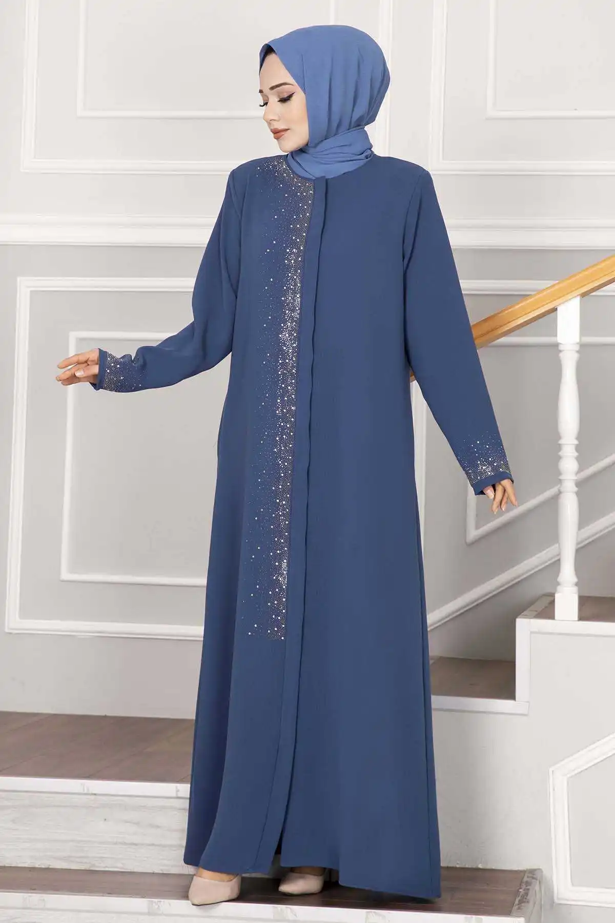 Women Hijab clothing Sprinkled Stone Detailed Hijab Abaya Muslim Abaya Dress Maxi Kaftan dresses for women Skirt Turkey