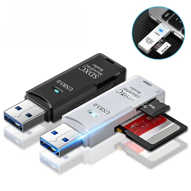 Lecteur de carte USB 3.0 2 en 1, adaptateur de carte mémoire USB2.0 vers SD TF pour PC, accessoires d'ordinateur portable, lecteur Flash, lecteur de carte intelligent