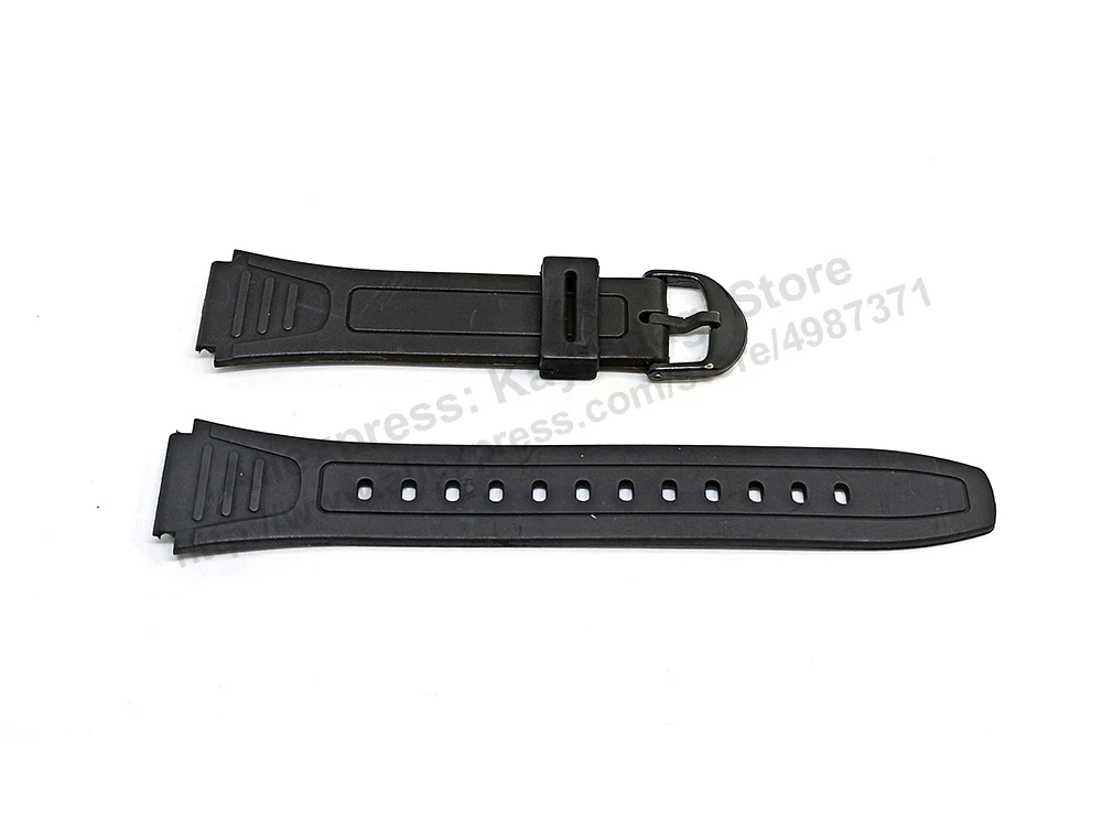 Fits/For Casio W-800 , W-800H , W-800HG , W-201 , W-201G - 18mm Black Rubber Replacement Watch Band / Strap