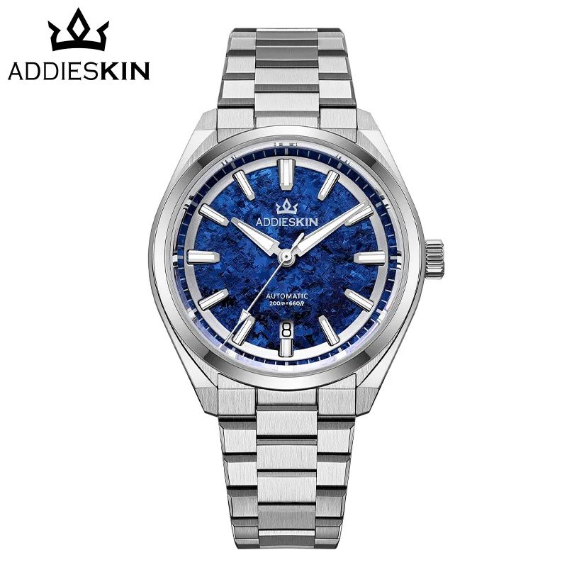 ADDIESKIN K006 Purple Blue Ice Crack Titanium Men Automatic Watch Crystallized Dial Sapphire Crystal Miyota 9015 200m Waterproof