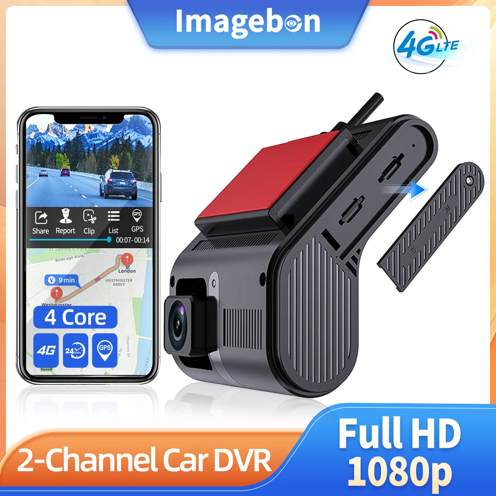 Imagebon 1080P Dash Camera M12 Dual Channel Video Recorder GPS Tracking 4G LET Wifi Hotspot 24h Parking Car DVR