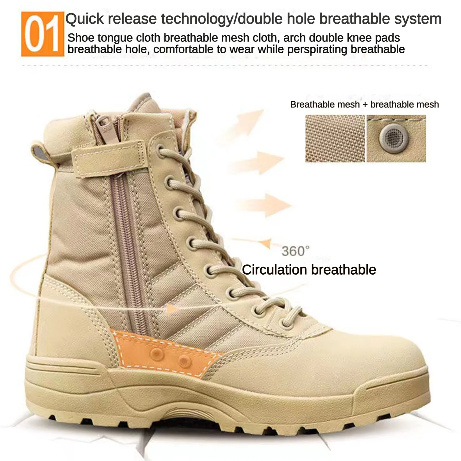 High-Performance Tactical Boots for Men Black Waterproof Outdoor Hiking Boots Anti-Slip Military Boots