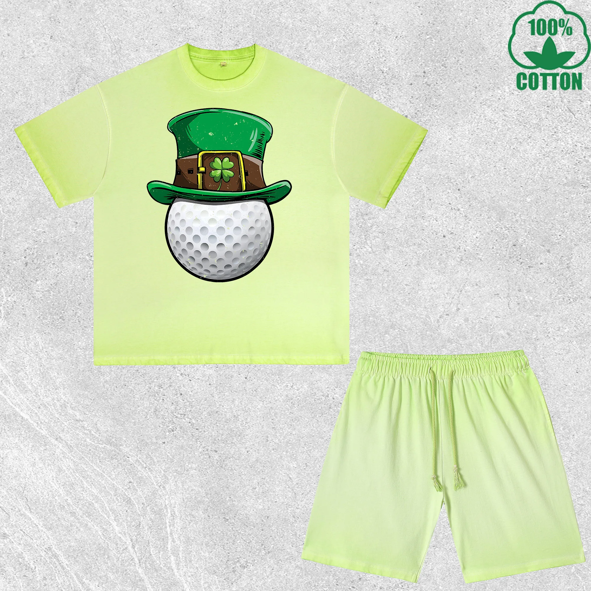 

Saint Patrick Golf Printed Dirty Wash T-Shirt Shorts Set Multicolor Combo Loose Trendy Fashionable 100%Cotton Short Value Pack