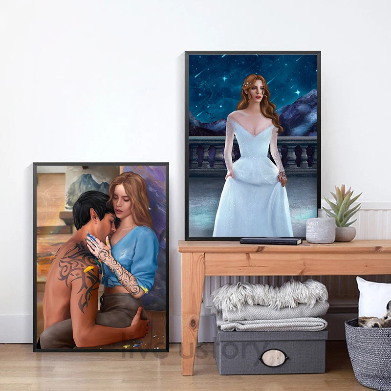 ACOTAR Series by Sarah J Maas Painting Canvas Poster Feyre and Rhysand Illustration Prints Gwynriel Illustration Picture Decor