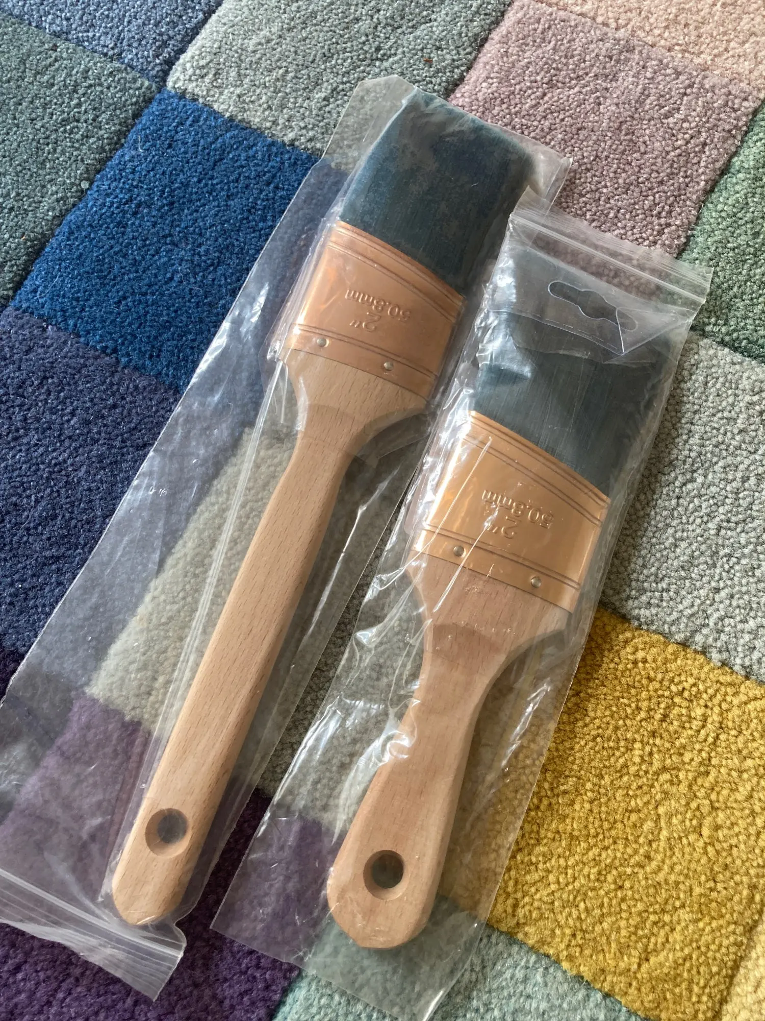 2in Professional Wood Paint Brush Wooden Painting Flat Angled Brush DIY Decorative Tool For Wall Furniture Painting photo review