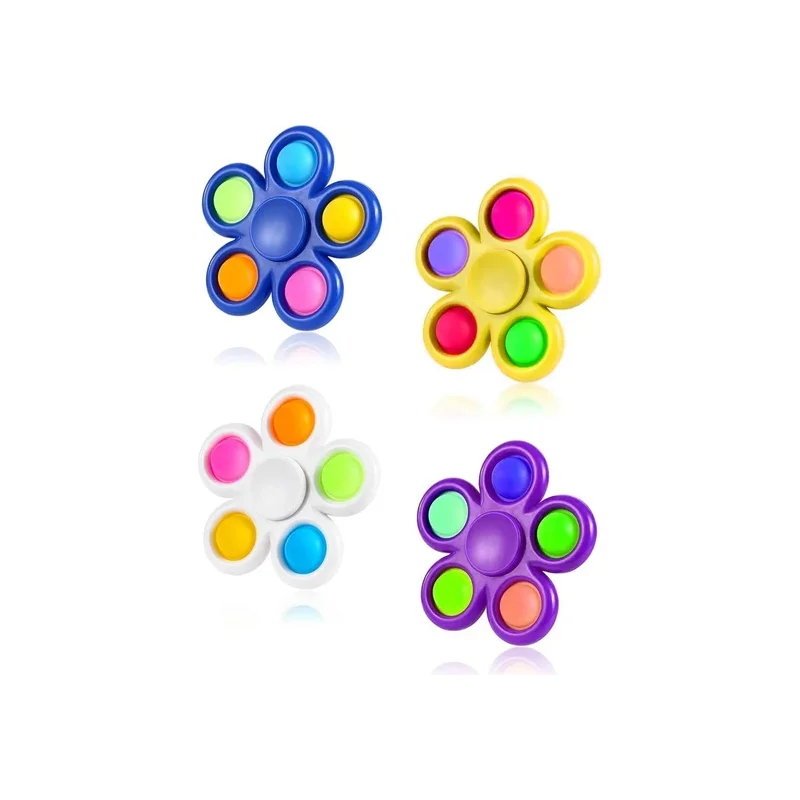 Okfis Pop It Dimple Digits Fidget Spinner Hand Spinner Set of 4 , The Pop-it Fidget Spinner Contains 5 Silicone Bubbles Placed i