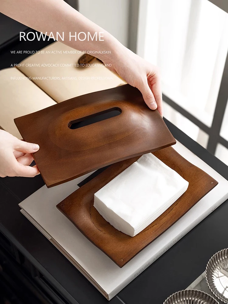 Walnut Wood Tissue Boxes Cover Tissue Holder Napkin Case for Home Decoration Hotel Restaurant Light Luxury Scandinavian Style