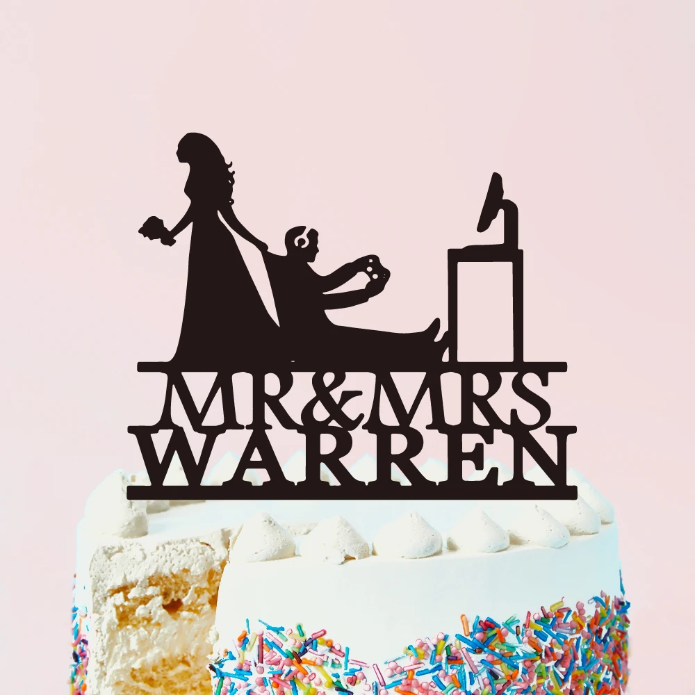 Personalized Computer Programmer Game Wedding Cake Topper Custom Mr Mrs Gamer Code Programmer IT Worker Bride Groom Cake Topper