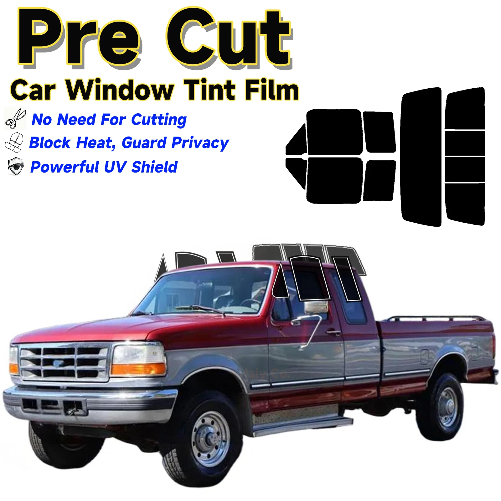 

Precut Window Tint Car for Ford F250 F350 Extended 1992 1993 1994 1995 1996 Sun Uv Blocking 2Ply Window Protector Privacy Films