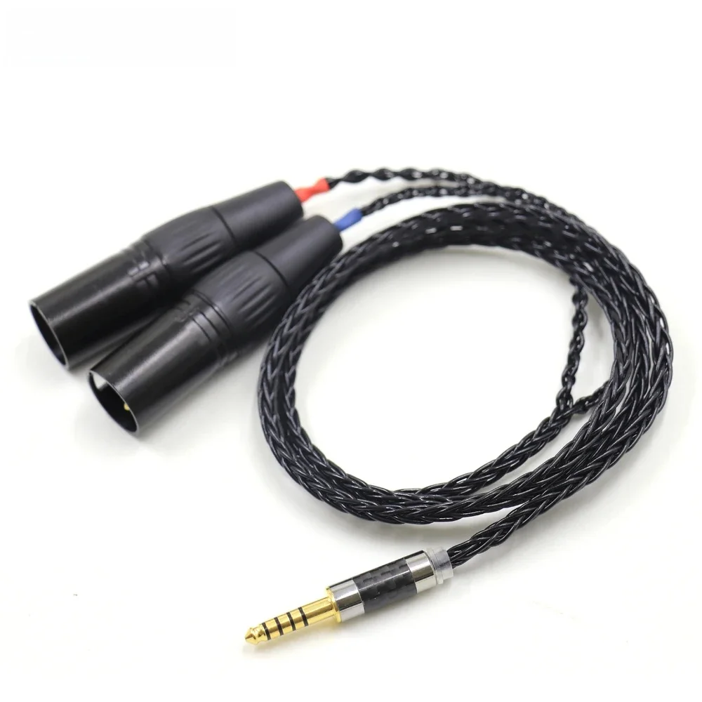 Czarny wysokiej jakości 8 rdzeni posrebrzane 4.4mm zrównoważone przejście ze złącza męskiego na podwójne 2x 3pin XLR zbalansowany męski Adapter Audio Cable — zdjęcie produktu 7