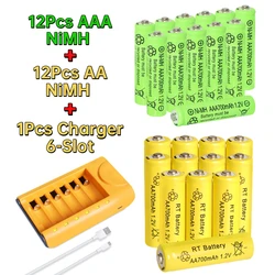 AA and AAA Ni-MH Rechargeable Batteries with Charger, 1.2V 700mahAA and AAA Batteries for Remote Controls and Electronics