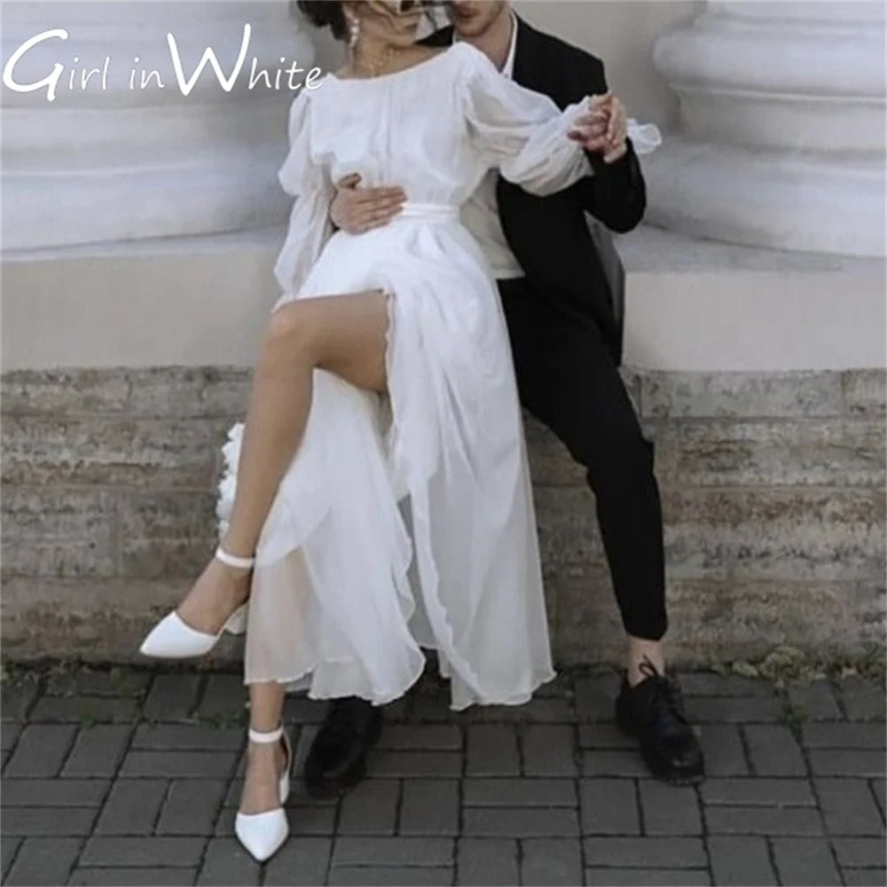 Elegant Short Wedding Dress 2022 Robe De Mariée A Line Lantern Sleeves Wedding Gown White Dress For Women vestidos de novia