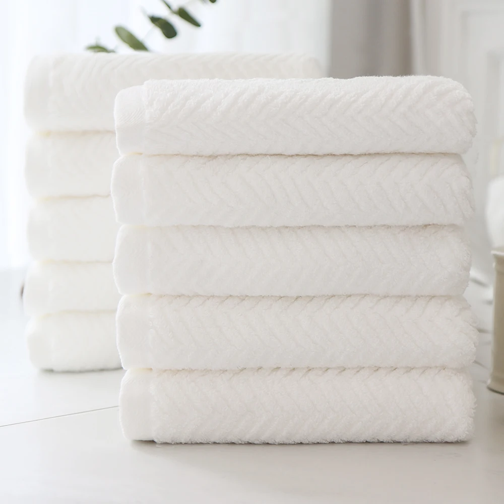 [Cotton Cloud] Very thick 220g 100% cotton, Herringbone 40 hand hotel towel, White 5 sheets/10 sheets, bath towel, 40*80cm Cotton Cloud