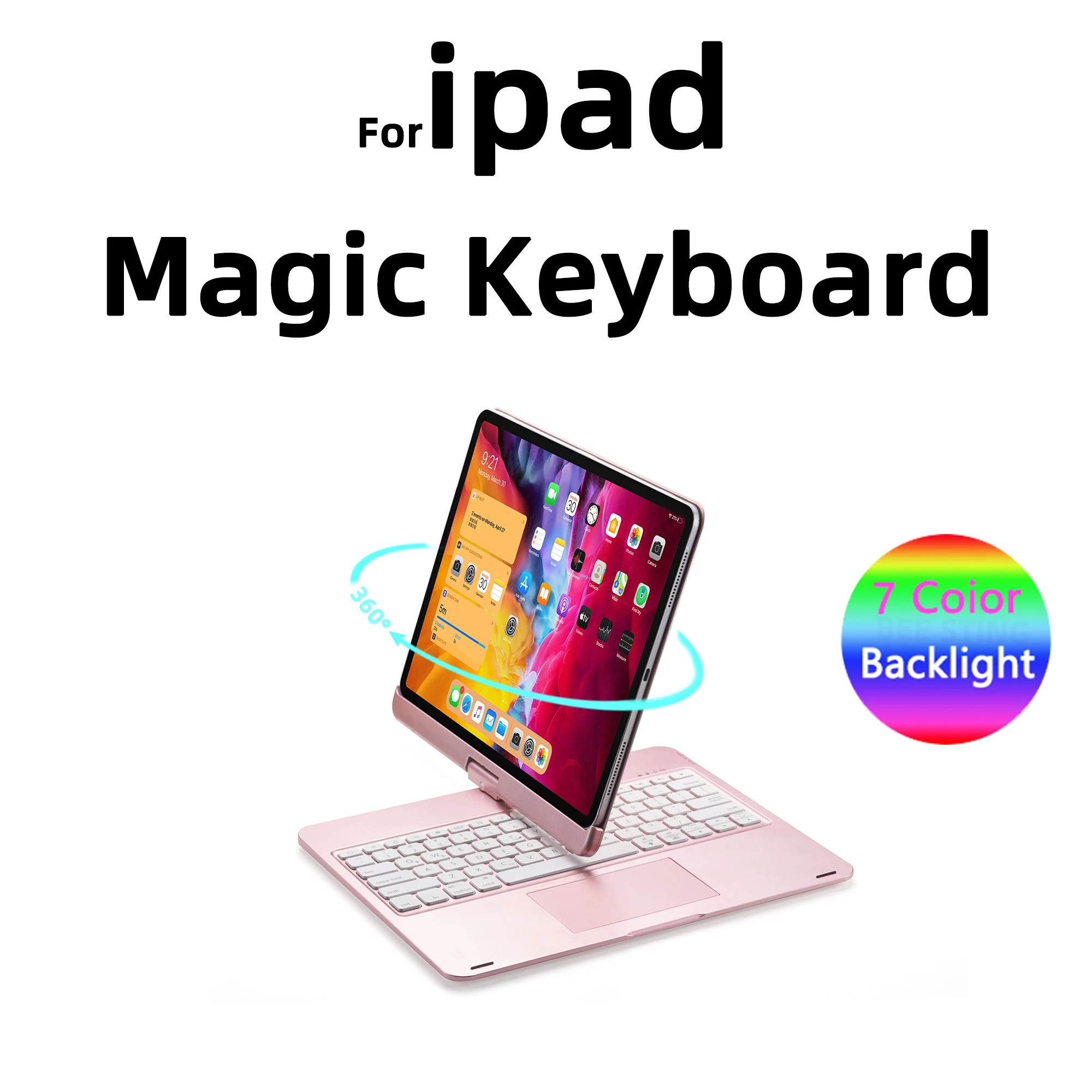 For iPad Pro 11 2021 Air 5 4 10.9 Magic Keyboard Case,Pro 12.9 Magnetic Backlight Keyboard Cover Arabic Russian Korean Spanish