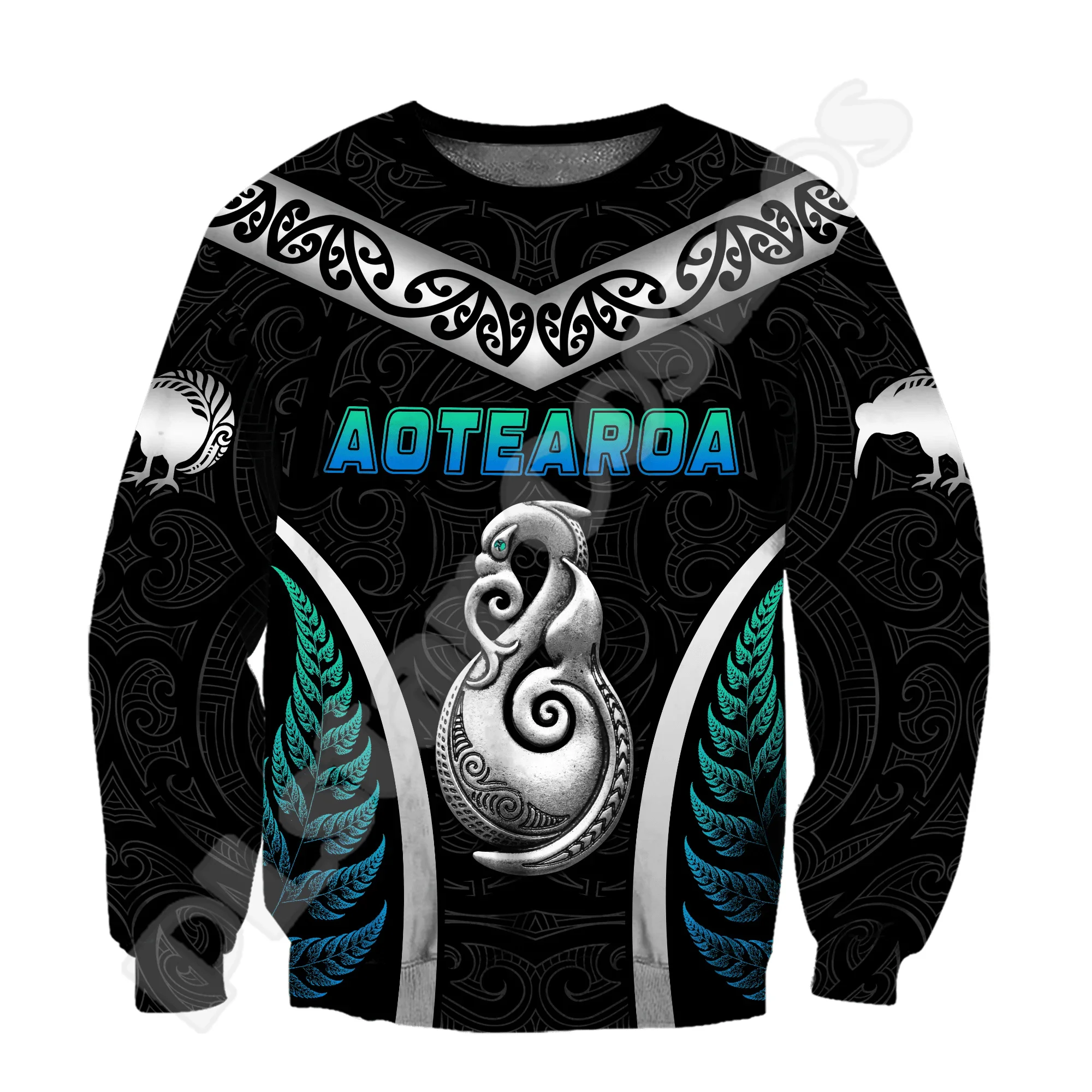 Custom Name Country Flag New Zealand Aotearoa Maori Tattoo Retro Long Sleeves 3DPrint Pullover Harajuku Casual Jacket Hoodies XY