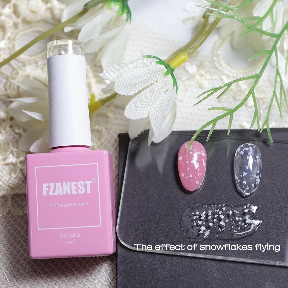 FZANEST Snow Top Coat Base con finitura effetto fiocco di neve e Top Coat Gel accessori per Nail Art forniture per unghie per professionisti