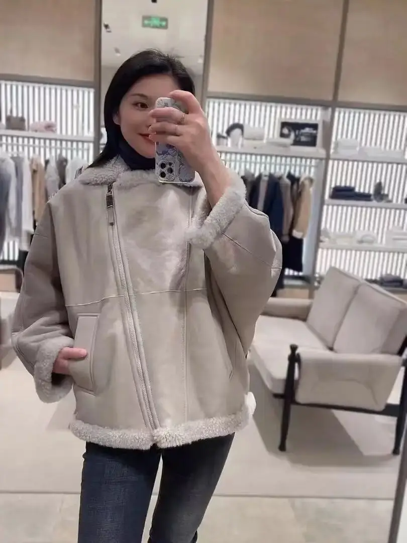 เสื้อแจ็คเก็ตขนแกะสไตล์คลาสสิกคุณภาพสูงสำหรับผู้หญิง
