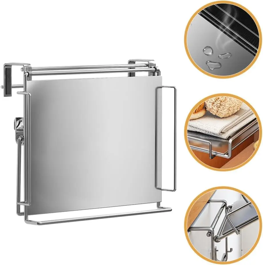 

Stainless steel foldable countertop storage rack, foldable cabinet door hanging table board, kitchen storage rack, bathroom rack