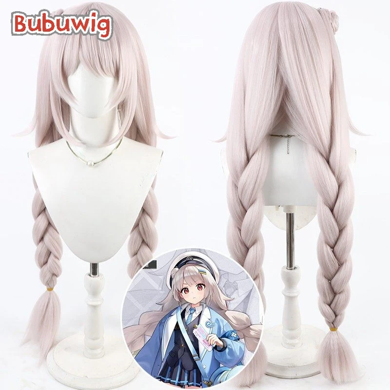Bubuwig Synthetic Hair Soline: Frost Ticket Cosplay Wigs Nikke The Goddess of Victory 90cm Light Pink Braided Wig Heat Resistant